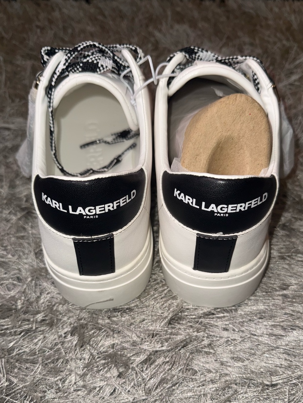 Karl Lagerfeld Women’s 11, Men’s 9.5 White and Black Sneakers
